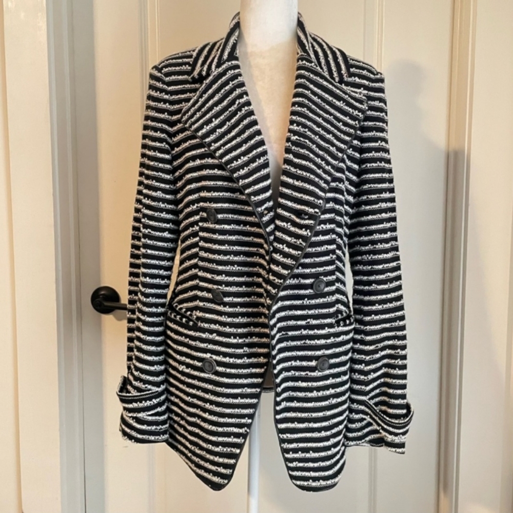 Diane Von Furstenberg Striped Mariner Double Breasted Blazer Size 12